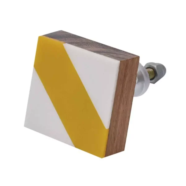 White & Yellow Medium Cabinet Drawer Knob by REHMAN CRAFT