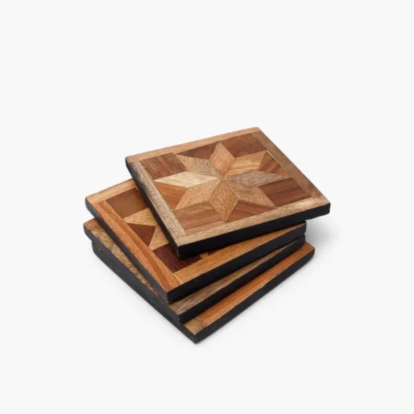 Marquetry Flower Coaster Set by REHMAN CRAFT