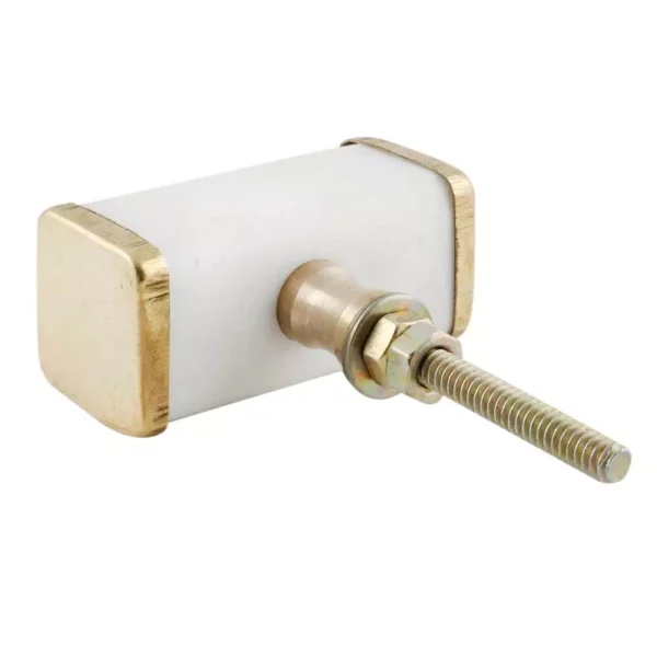 White Rectangle Stone Gold Cabinet Knob by REHMAN CRAFT