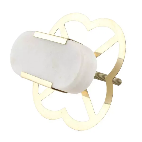 White Oval Golden Stone Dresser Knob by REHMAN CRAFT