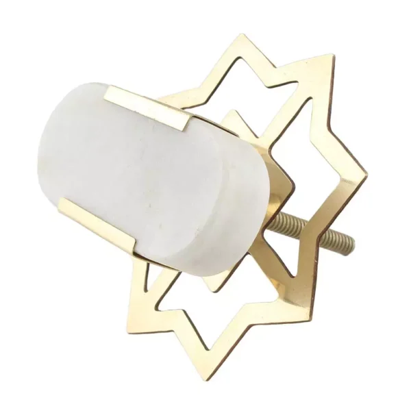 White Oval Golden Stone Dresser Knob by REHMAN CRAFT