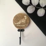 Round Shaped Wooden Engraved Wall Cloth Hooks Random Style by REHMAN CRAFT