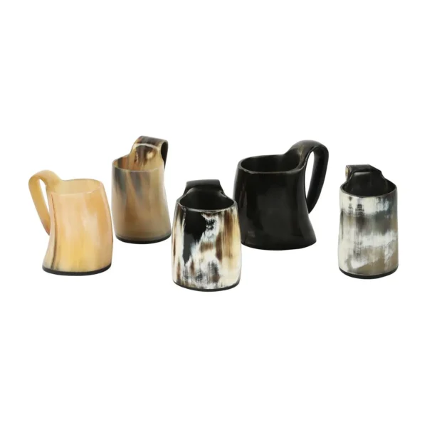 Horn Whiskey Mugs Pack 5 - Holds Up to 6.5 Oz, Natural by REHMAN CRAFT