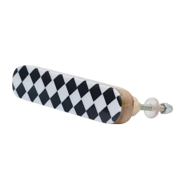 Black and White Checkerboard Resin and Wood Handle by REHMAN CRAFT