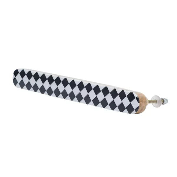 Black and White Checkerboard Resin and Wood Door Handle REHMAN CRAFT