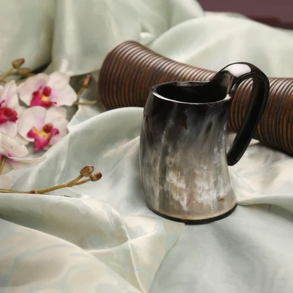 Horn Whiskey Mugs Pack 2 - Holds Up to 6.5 Oz, Natural by REHMAN CRAFT