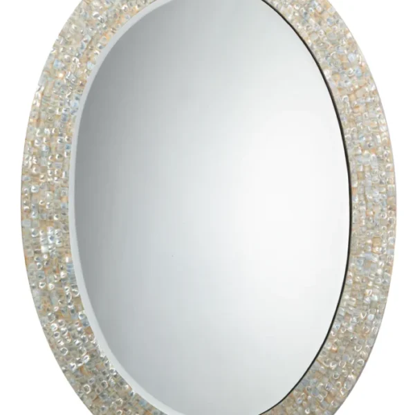 Large Oval Mirror in Mother of Pearl by REHMAN CRAFT