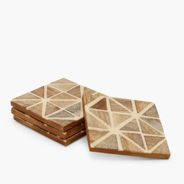 White Bella Abstract Coaster Set by REHMAN CRAFT