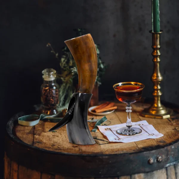 Drinking Horn with Stand - Holds Up to 16 Oz, by REHMAN CRAFT