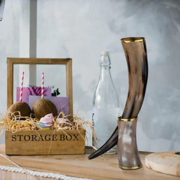 Real Viking Drinking Horn with Stand Cups and Vessels by REHMAN CRAFT