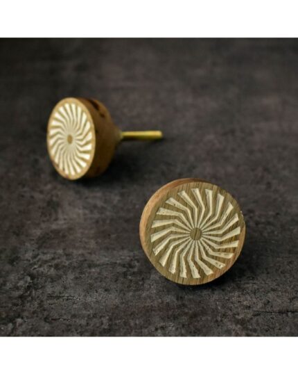 Cypress Lasered Etched Mango Wood Kitchen Cabinet Wardrobe Knob by REHMAN CRAFT