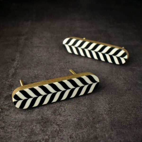 Herringbone Black and White Cabinet Drawer Handle REHMAN CRAFT