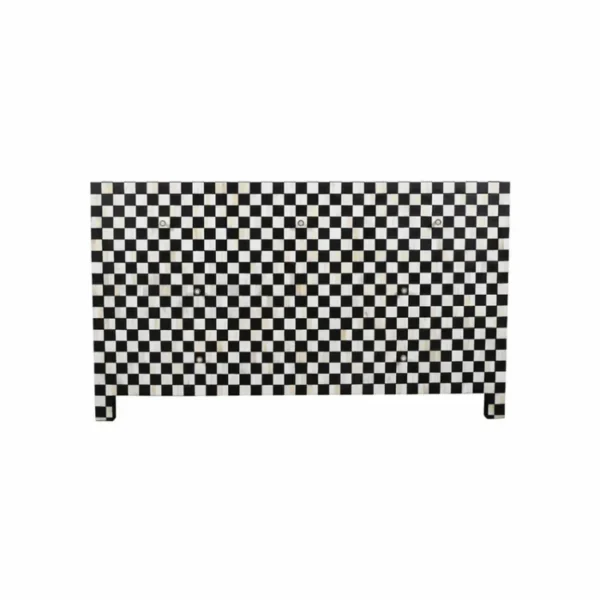 Bone Inlay 7-drawer Checkerboard Commode in Black by REHMAN CRAFT
