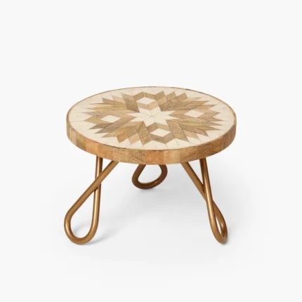 Wooden Inlay Flowers Cake Stand by REHMAN CRAFT