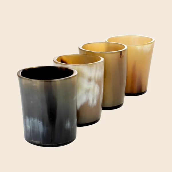 Horn Whiskey Shot Glasses Pack 4 - Holds Up to 6.5 Oz, Natural by REHMAN CRAFT