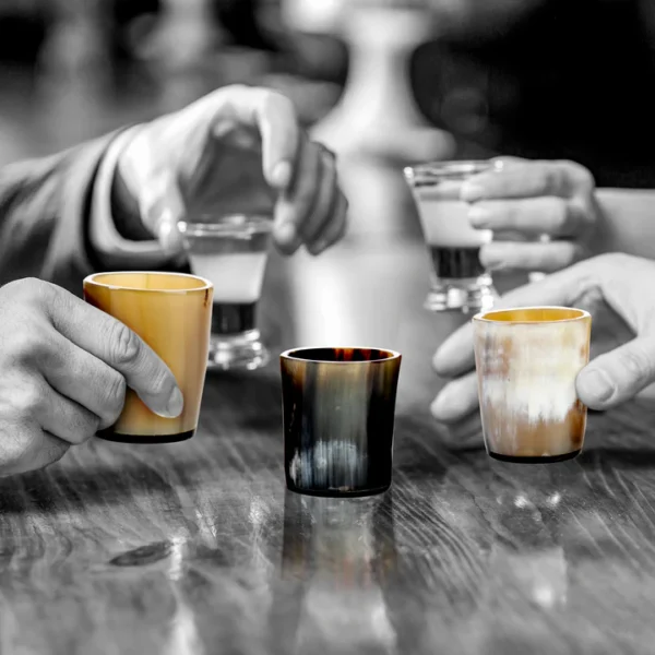 Horn Whiskey Shot Glasses - Holds Up to 6.5 Oz, Natural by REHMAN CRAFT