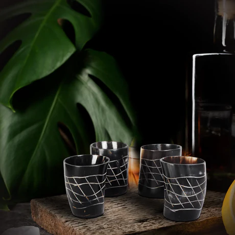 Horn Whiskey Shot Glasses Pack – Hold Up to 6.5oz, Web by REHMAN CRAFT