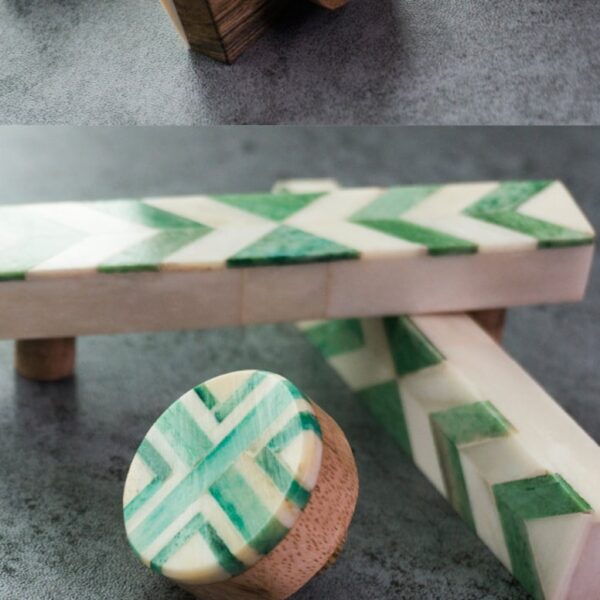 Green Bone Inlay Wood Drawer Handle by REHMAN CRAFT