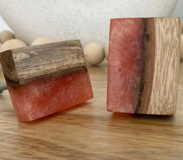 Stone Pink & Resin Wooden Knob by REHMAN CRAFT