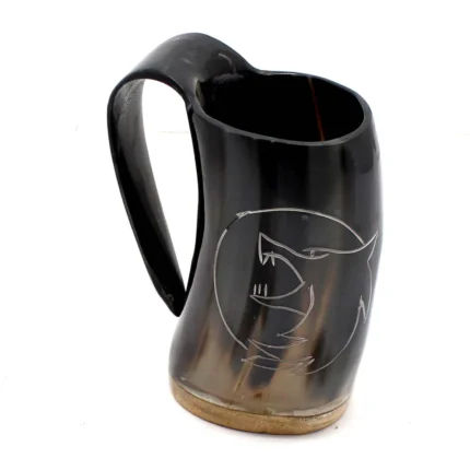 Witcher Wolf Viking Hand Engraved Horn Mug 4inch|100% Authentic Beer Horn Tankard Leak & Smell Proof Horn Beer Mug by REHMAN CRAFT