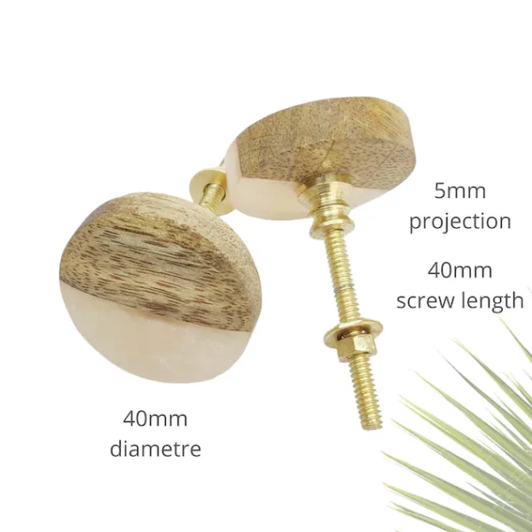 Wood & blush Resin Cabinet Knob, Wooden Drawer Knob by REHMAN CRAFT