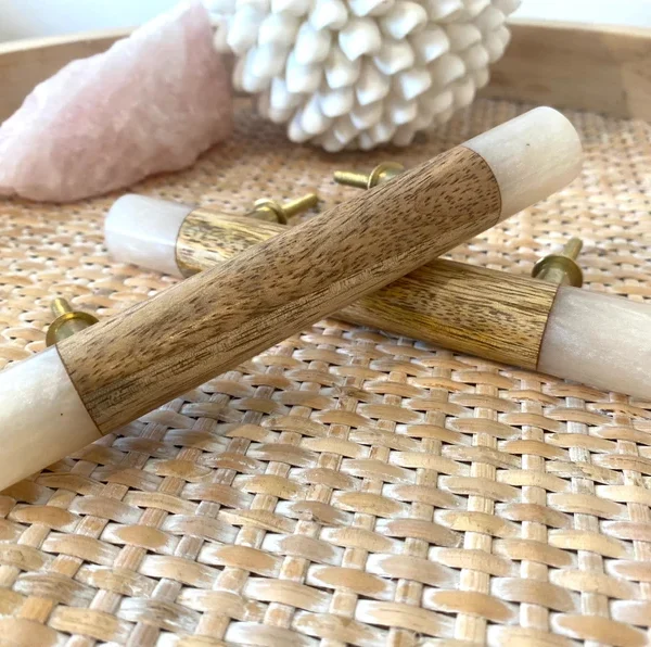 Mango Wood Blush Cream Resin Cabinet Handle, Dresser Handle by REHMAN CRAFT