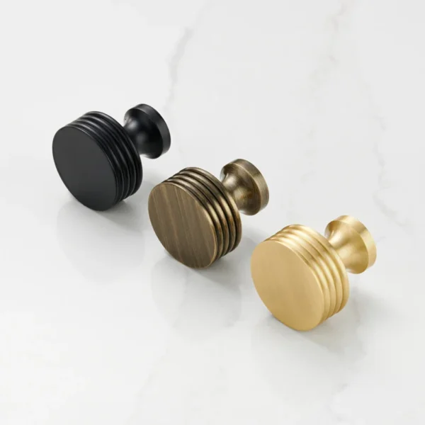 Solid Brass Round Cabinet Knob with Layered Design by REHMAN CRAFT