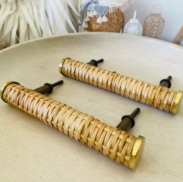 Rattan Cabinet Handle, Wood Rattan Furniture Pull Handle, by REHMAN CRAFT