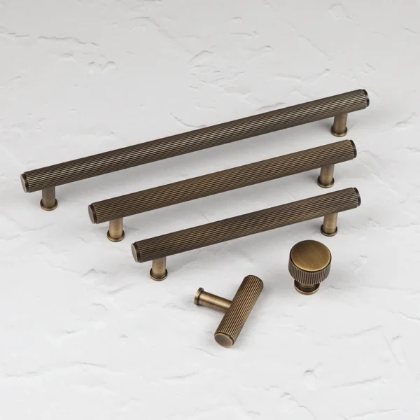 Antique Bronze Reeded Kitchen Cabinet Handle by REHMAN CRAFT