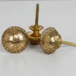 Eastern Inspired Engraved Golden Brass Fish Print Cupboard Handle Knob | Etched Metal Drawer Pull 1Pc by REHMAN CRAFT