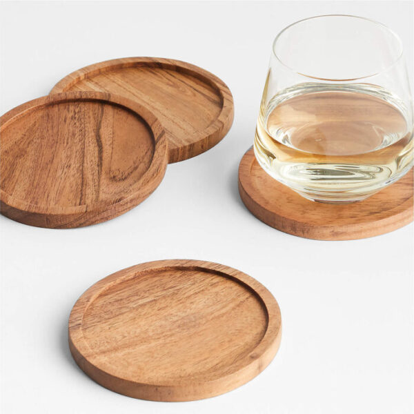Tondo Acacia Wood Coasters, Set of 4 by REHMAN CRAFT