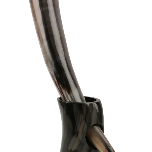 Drinking Horn with Stand - Holds Up to 16 Oz, Natural by REHMAN CRAFT