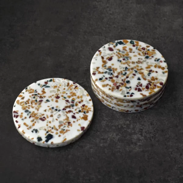 Multicolor Terrazzo Coaster by REHMAN CRAFT