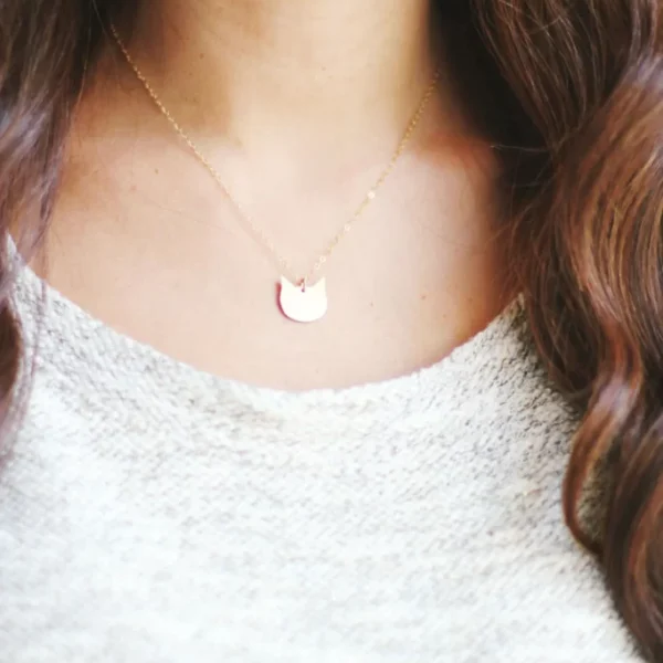 Tiny Cat Brass Necklace by REHMAN CRAFT